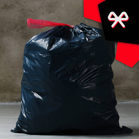 WORKI NA ŚMIECI MOCNE 60L 10 SZTUK POJEMNE CZARNE ZWIĄZYWANE 63X72 CM